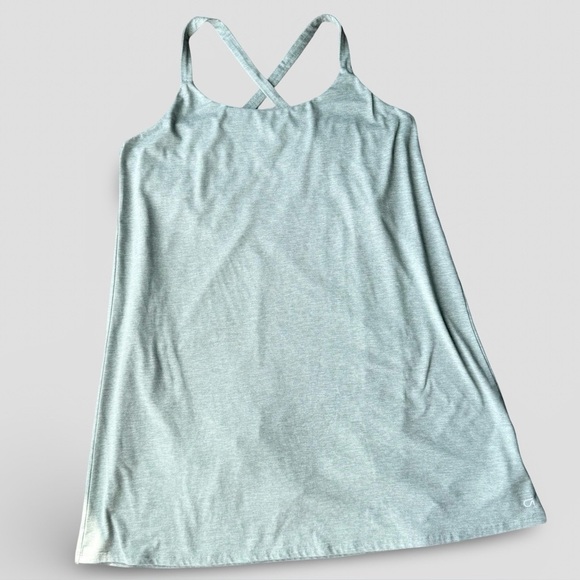 GapFit Brushed Tech Jersey Dress with Built in Shorts in Sage - Picture 3 of 15